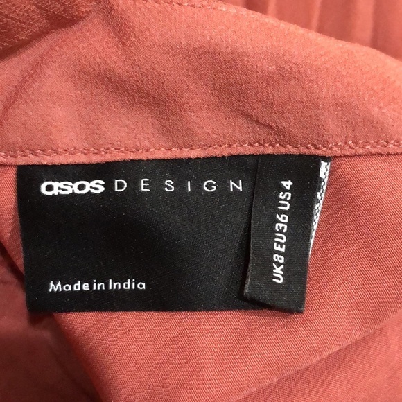 ASOS Midi Dress Size 4 Dark Salmon Coral Pleated Fit And Flare - Picture 5 of 8